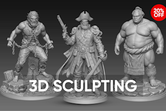 sculpt custom 3d character model, miniature, figurine for 3d printing