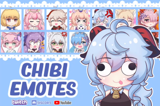 draw cute chibi emotes for twitch, youtube, and discord