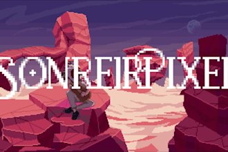 create retro 8bit style pixel art background illustration