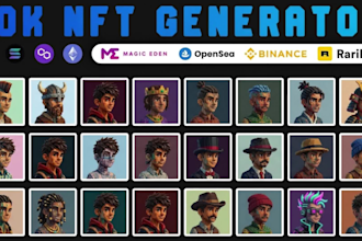 create, generate 10k nft art collection with metadata and rarities