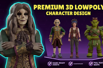 model 3d low poly character, game asset, rigging, and animation