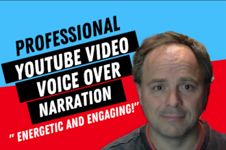 be your professional video voice over narrator in american english for youtube