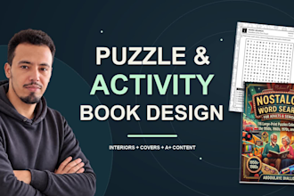 make KDP puzzle book interior and cover, crossword, word search and more