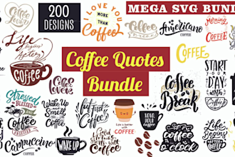 give you 350 mega bundle of coffee t shirt quote for etsy and others