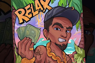 draw a cartoon cover artwork music