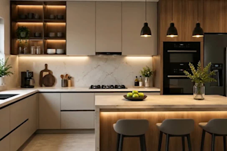 create detailed kitchen 2d floor plans, 3d layouts and realistic render