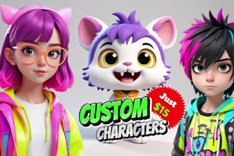 design custom 3d pixar disney style cartoon character avatar