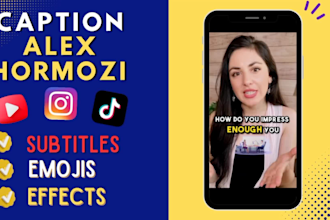 edit reels, tiktok, youtube shorts with captions like alex hormozi