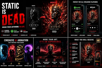 create ai animated album cover, music visualizer, spotify canvas, ai music video
