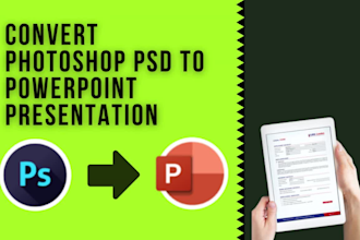 convert photoshop PSD to powerpoint presentation, fully editable and print ready