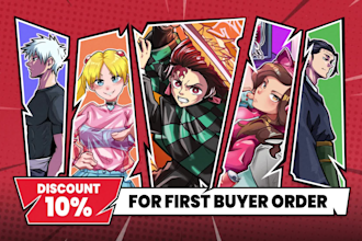 make custom anime tshirt design or manga style for your brand