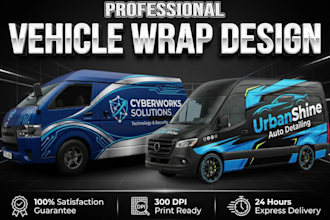 do clean and professional car wrap, vehicle wrap design