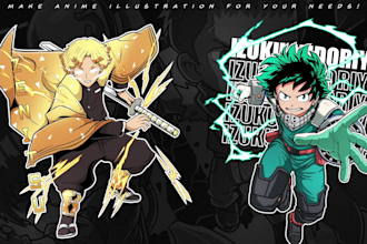create anime illustration for streetwear and fan art
