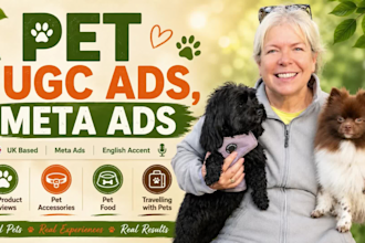 create pet ugc ads and dog product videos with my two dogs
