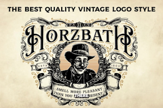 create a unique hand drawn vintage logo design with custom illustration