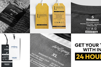 design clothing labels, neck labels, and hang tag designs in 12 hours