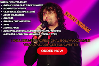 deliver professional bollywood male vocal as singer songwriter