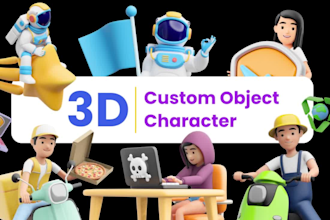 create custom 3d illustration object and characters for your projects
