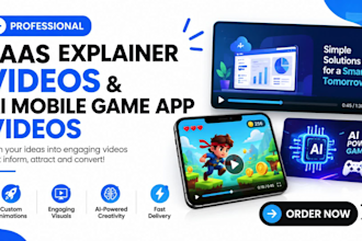 create clean saas explainer video, saas product demo, ai mobile game app video
