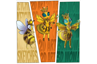 model 3d character with traits for nft collection, game,