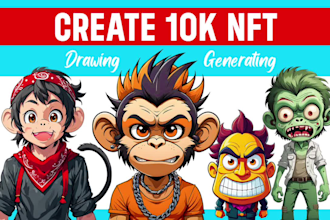 create custom nft art collection drawing traits, characters
