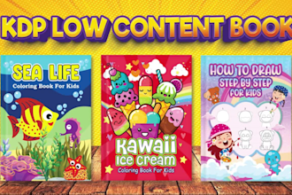 do KDP low content book and coloring book cover for amazon kdp