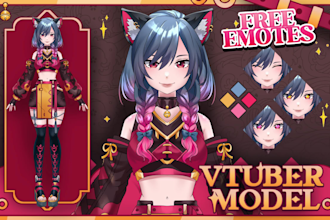 draw vtuber model live2d in anime art style for streaming and rigging