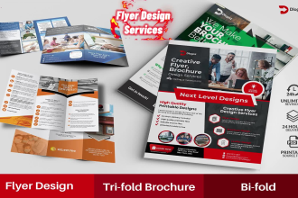 design custom bifold, trifold brochure, booklet, door hanger flyer, one pager