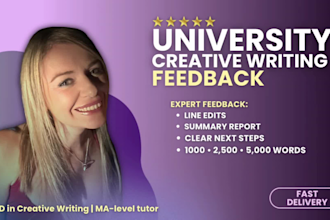 provide feedback on your university level creative writing submission