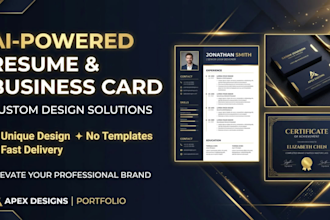 design an aipowered resume, business card and certificate, no boring te