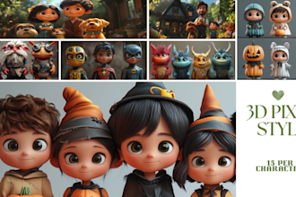 do 3d ai art cartoon style character in pixar style using midjourney