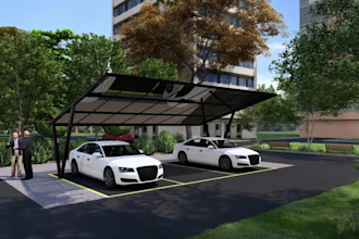 render 3d carport, courtyard, sauna, garage design