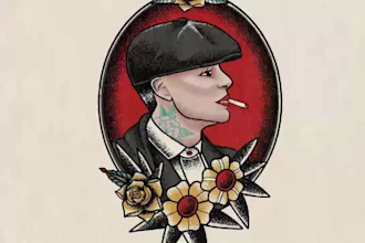 draw your photo into a traditional portrait tattoo
