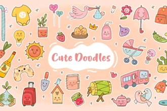 create cute chibi hand drawn kawaii doodle illustrations, stickers for you