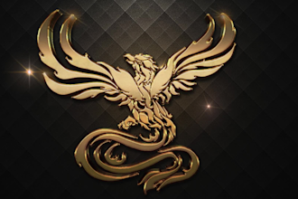 create a premium 3d metallic gold logo in 24 hours