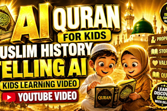 do pro ai islamic kids learning video, quran animation for youtube, muslim music