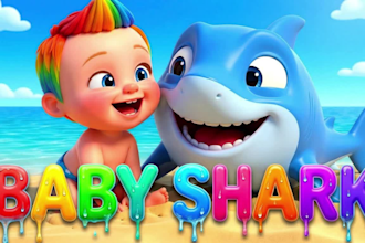 create 2d 3d fun baby shark, kids learning and nursery rhymes animation videos