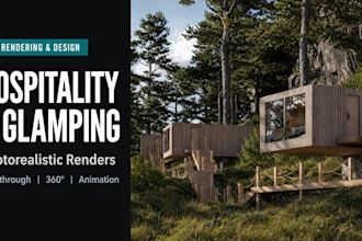 3d hospitality hotel resort and glamping design rendering walkthrough