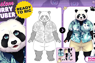 draw your furry vtuber model ready to rig for live2d rigging