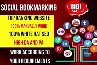 create high da pa social bookmarking SEO backlinks manually