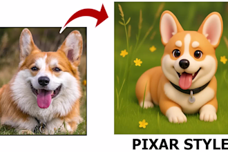 create custom pet portrait in pixar, cartoon, lego, anime, popart and more style