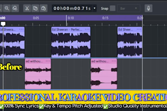 change pitch key tempo and create  karaoke video with lyrics