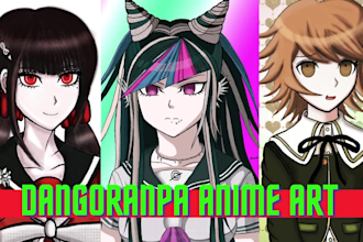 draw 2d anime danganronpa sprite illustration reference sheet sprite art fanart