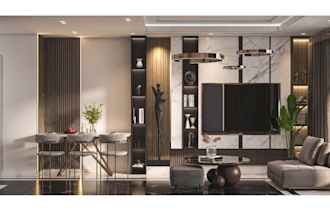 do interior design and 3d rendering for living room, bedroom, and home office