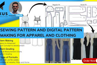 professional sewing pattern design, digital pattern making for fashion clothing