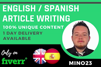 do SEO content writing on any topic in english or spanish