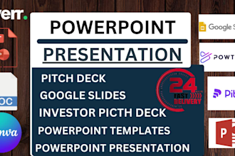 design or redesign investor pitch deck, powerpoint presentation, google slides