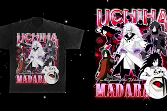 create a unique vintage bootleg anime design tee