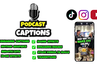 edit your podcast into short form video clips with captiono ads and reels