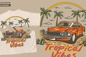 create vintage retro illustration design for your t shirt brand and merchandise